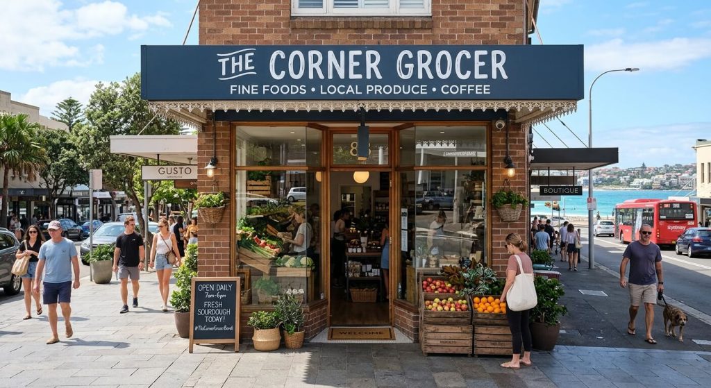 Sydney small business storefront with clear signage and local surroundings