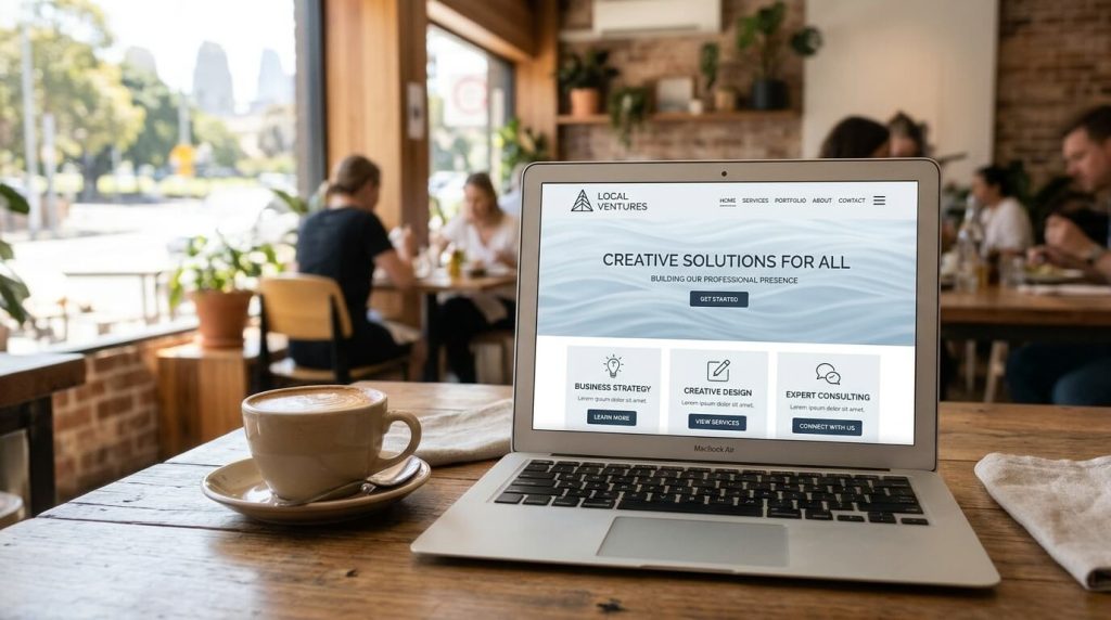 Sydney small business owner planning a digital marketing strategy on a laptop.