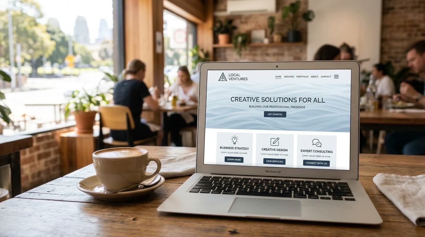 Sydney small business owner planning a digital marketing strategy on a laptop.